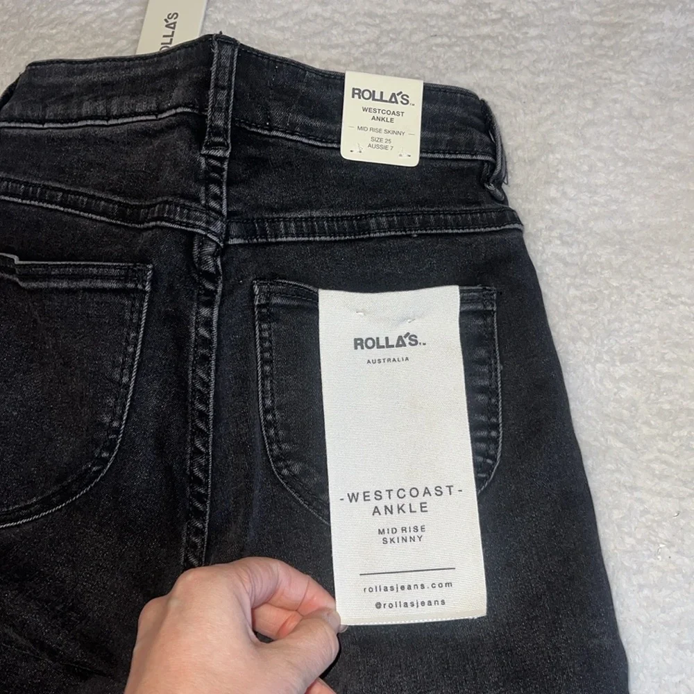 Rolla’s Westcoast Ankle‎ Mid Rise Skinny Jeans Dusty Black Size 25 NWT